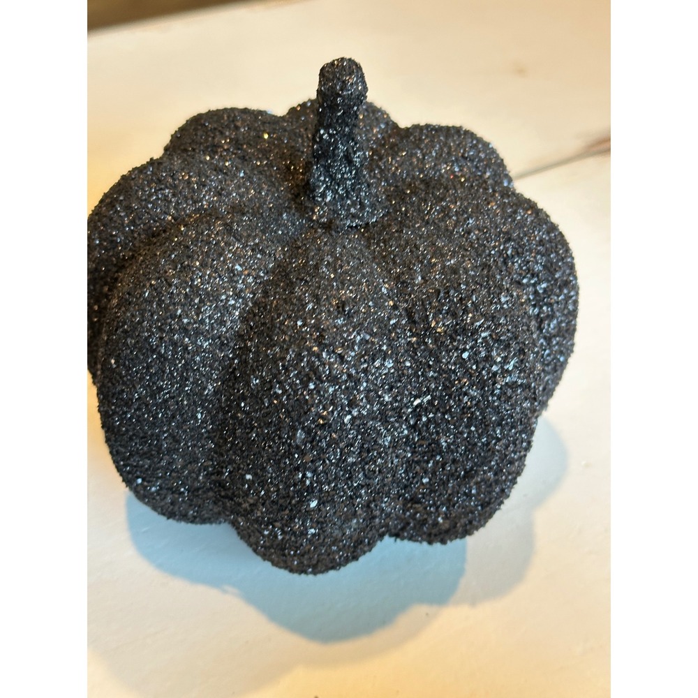 Black and Silver Decorative Pumpkins Set of 5 Glitter Marble Speckled Halloween - Picture 6 of 11